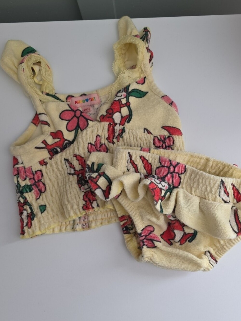 Hugo Loves Tiki Organic Cotton Bunny Rabbit 4t Floral Yellow Two-Piece Swim Set